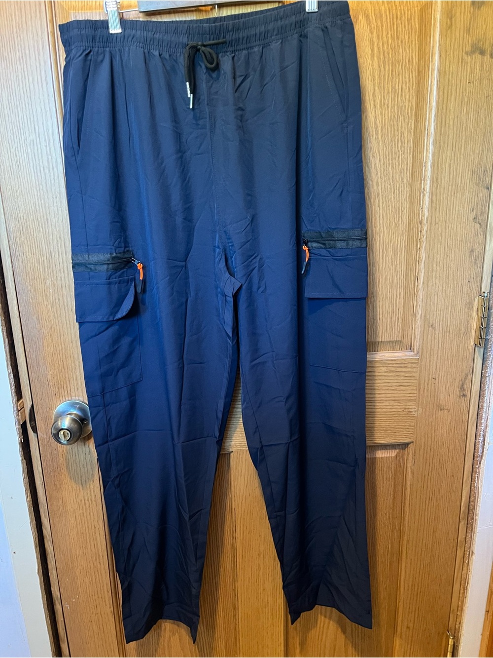 Men's Navy Cargo Jogger Pants with Drawstring Waist